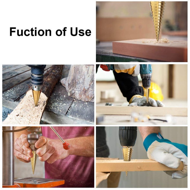 Step Drill Bit, Titanium Coated High Speed Steel Cone Cutting