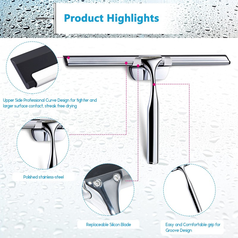 Love-KANKEI Shower Squeegee Window Squeegee with Rubber Lip Includes 1