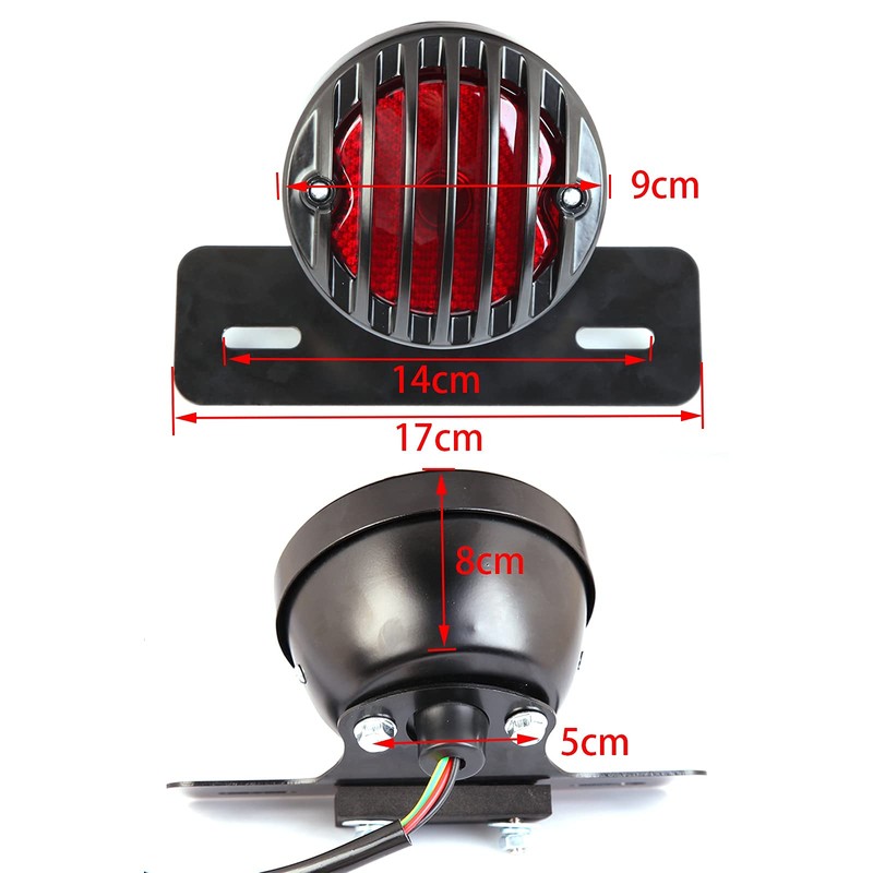 JMTBNO Motorcycle Rear Light Brake Light Number Plate Light Round