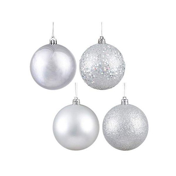 Vickerman 4-Piece Assorted Finish Ball, 4.75-Inch, Silver, 4 Per Box