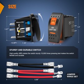 Nilight UTV LED Light Bar Rocker Switch On Off 5 PIN SPST Lights Switches w/Orange Backlit 12V 24V Toggle Compatible for Polaris RZR Can-Am ATVs UTVs Cars Trucks RVs