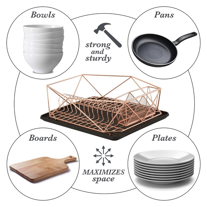 Kitchen Details Geode Deluxe Dish Drying Rack with Drain Board