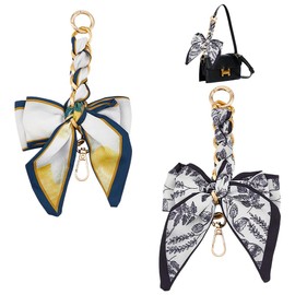 UNICRAFTALE Pack of 2 17 cm Bag Extension Chains with Bow Decoration Bag Chain Purse Chain Silk Bow Scarf Decoration Bag Pendant Replacement Chain for Making Handbags