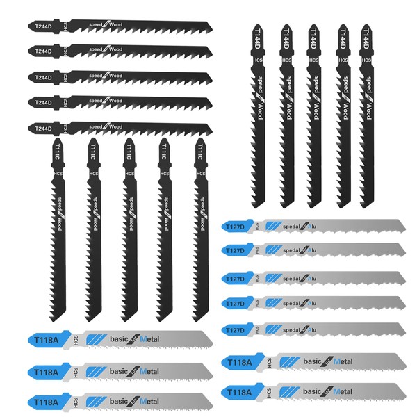 25-piece T-Shank Jigsaw Blades, Professional Jig Saw Blades Set, Reciprocating