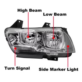 Chrome Housing Amber Corner Turn Signal Headlights fit for 2011 2012 2013 2014 Dodge Charger R/T SE SRT8 SXT Plus Persuit Sedan (CHROME+WHITE SIDE)