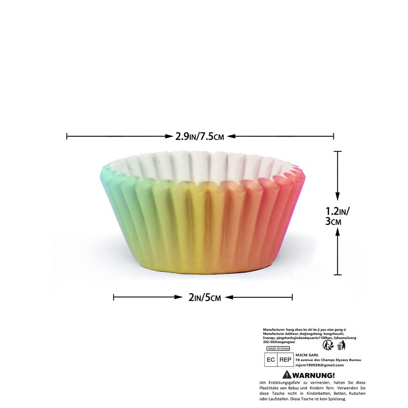 Gcardist 300pc Standard Muffin Cases, Gradient Design, Food Grade, Disposable,