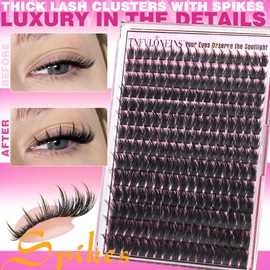 TNFVLONEINS Manga Lash Clusters Kit with Spikes Wispy Lash Extension Kit Fluffy Eyelash Clusters Anime Cluster Eyelash Extensions Spiky Individual Lashes soft Eyelash Extension Kit（12-20MM,224Pcs）