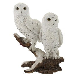 Things2Die4 Pair of Snow Owls on a Branch Statue