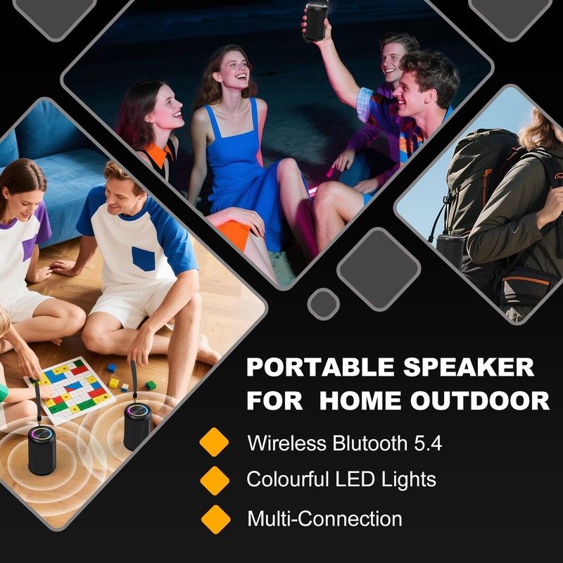 CofunKool Small Portable Bluetooth Speaker with RGB Light, Clear Stereo