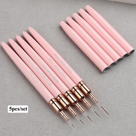 Fcozpjk Nail Art Liner Brushes, 5Pcs Nail Art Liner Brush Set, Nail Gel Polish Painting Brush, Dotting Drawing Pen, Nail Design Brushes Sizes 5/7/9/11/15mm, Professional Manicure Accessories
