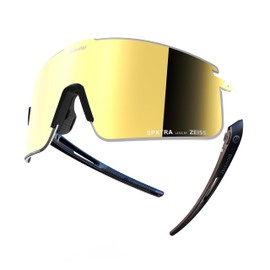 Powster Sports Cycling Sunglasses for Men and Women Interchangeable Six coated lenses UV 400 TR90 Protection Sunglasses Small PhaSmallGoldBlack