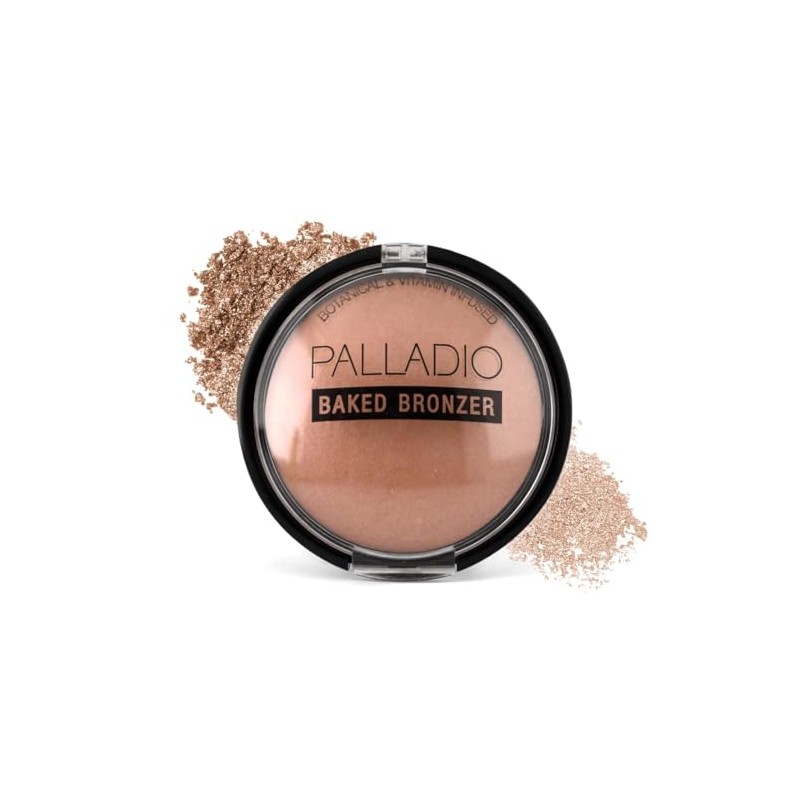 Palladio Baked Bronzer, altamente pigmentado y fácil de mezclar, brillo
