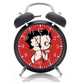 Twin Bell Betty Alarm Desk Clock with Night Light Quite Silent Non-Ticking 4 Inches Metak and Glass Face Great for Decor or Gifts G186