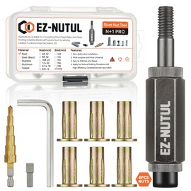 Multi-Grip Rivet Nut Installation Tool Set Pre-Bulbed Shank Flat Head Threaded Insert Nut Plus Nuts Assortment Kit Cross Rivnut for Construction Industrial (M10(Plus Nut Tool-6pcs))