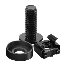 Leadrise 50-Pack M6 x 16mm Computer Rack Mount Cage Screws, Nuts & Washers for Server Cabinet - Black