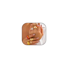 VIYPDRST Chunky Gold Rings for Women, Colorful Resin Open Rings Trendy Geometric Knuckle Rings Fashion Statement Rings Jewelry (B)