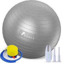 Exercise Ball 65cm 55cm 75cm, Anti burst Pregnancy Ball with Hand Pump, Extra Thick Birthing Balls, Slip Resistant Fitness Swiss Yoga Gym Ball for Yoga, Labour, Pilates, Fitness, Stability (Silver)