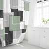 BTTN Sage Green Fabric Shower Curtain, Modern Geometric Neutral Cloth