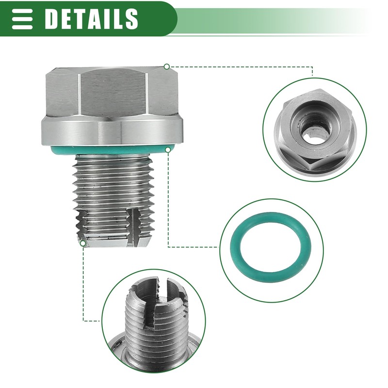 QUARKZMAN Oil Drain Plug Set Oversize Piggyback Oil Pan Self-Tapping