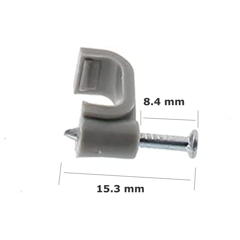 Reulin 1mm T&E Cable Clips, Pack OF 100, Grey, 5x8mm