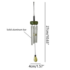 Paquete de 4 carillones de viento plateados pequeños con gotas de cerámica en blanco, campanillas de viento de jardín de metal con diferentes tubos de campana de len, sonido calmante de armonía, mini decoración de porches para exteriores, i-lan