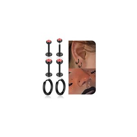 AccGin 3 Pairs Stainless Steel Earrings Sets, Lightweight and Small Huggie 14K Gold Plated Simple Hoop Earrings Flat Back Cubic Zirconia CZ Stud Earrings Cartilage Hypoallergenic Suitable Men or Women