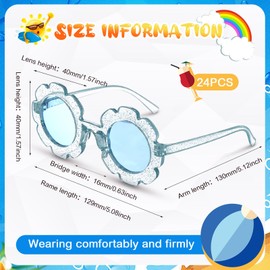 24 Pairs Kids Flower Sunglasses Infant Girls Toddler Round Cute Flower Shaped Glasses Bulk Beach Eyewear(Bright Colors)