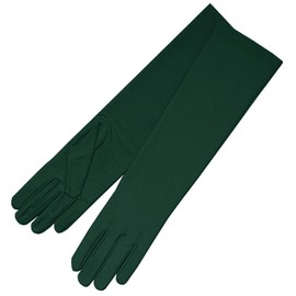 ZaZa Bridal 4-Way Stretch Matte Satin Dress Gloves Below-The-Elbow Length-Dark Hunter