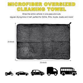 Yourkar Car Drying Towel, 35 × 24 Inches Super Absorbent & Scratch-Free Auto Wipe Towel, Universal Premium & Soft Microfiber Drying Towel for Most Item, Practical Car Accessories (Black)