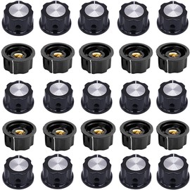 Szliyands Potentiometer Knobs A01 15mm Top Rib Handle Non-Slip 6mm Copper Hole Diameter Swivel Control Cover 25pcs