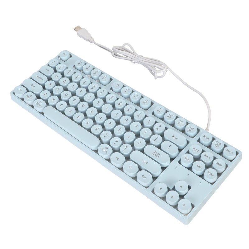 Gaming Keyboard USB Round 87 Keys Colorful Backlit Ergonomic Mechanical
