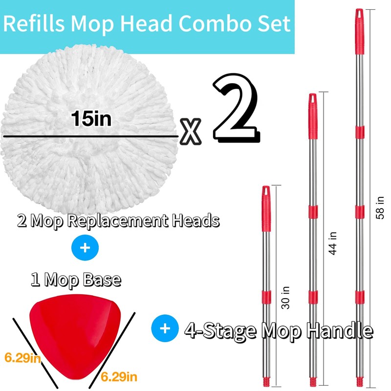 2 Pack Spin Mop Replacements Head Compatible for O ceda