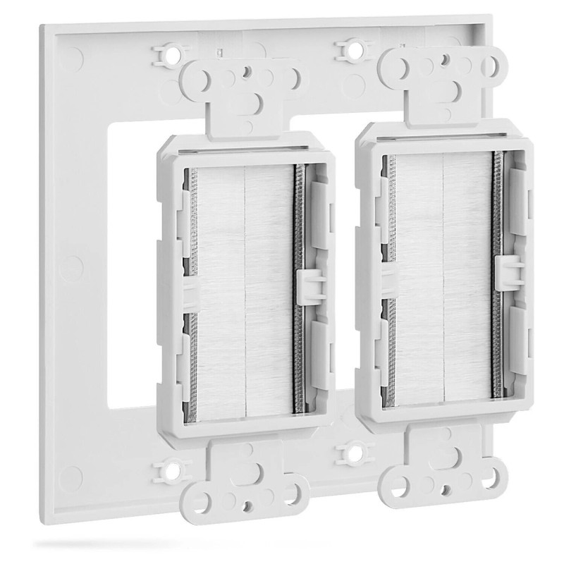 Fosmon Double Dual 2-Gang Brush Organize Bulk Wire Cable Wall