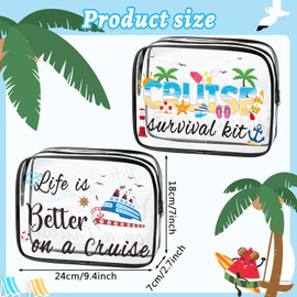 Toiletry Bag Transparent 2 Pieces Cosmetic Bag Clear Summer Pattern Waterproof PVC Travel Wash Bags Toiletry Bag Travel Cosmetic Bags for Family Men and Women (B)