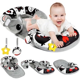 URMYWO Tummy Time Mat - 4 in 1 Cozy Tummy Time & Seated Support Pillow, Sitting Support for Newborn 0-12 Months, Infant Baby Sit Me Up Floor Seat Early Sensory Development Gifts Tummy Time Play Toys