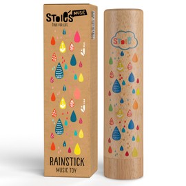 Stoie's Wooden Rain Stick instrument - Support Music Exploration, Coordination and Rhythm Rain stick Baby Toy - Soothing Sound for Sensory Play -Rainstick instrument for kids, 1 pc pack