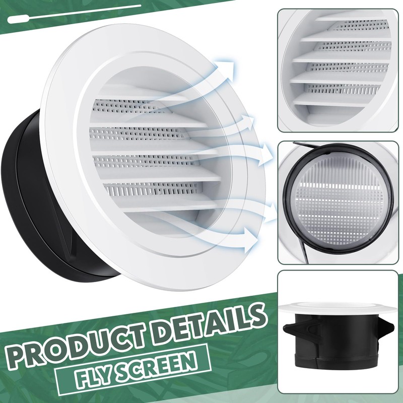VIHOSE 2 Pcs 4 Inch Soffit Vents Soffit ABS Exterior