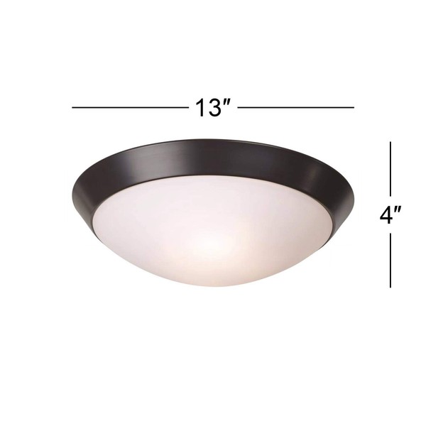 Davis Contemporary Traditional Small Ceiling Light Flush Mount Fixture Oil Rubbed Bronze 13" Wide Frosted Glass Dome for House Bedroom Hallway Living Room Bathroom Dining Kitchen - 360 Lighting