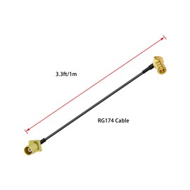 Vecys Fakra Curry Male Code K to SMB Female Right Angle Adapter Cable RG174 3.3 ft/1 m Compatible with Car Vehicle Radio Stereo Receiver Tuner