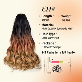 French Curl Braiding Hair for Black Women 16 Inch 8 Packs Curly Pre Stretched Braiding Hair for Box Braids 75g/Pack Loose Wave Synthetic Crochet Hair Extensions (16 Inch,8 Packs,C14)