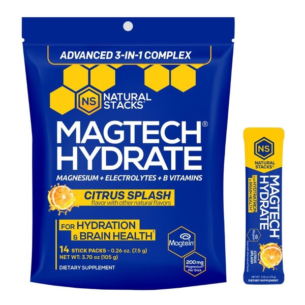 MagTech Magnesium Hydrate Packets - Sugar Free Hydration Powder -