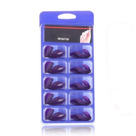 MISUD 100Pcs/Box Stiletto Fake Nails Purple Matte Medium Length Artificial Nails 10 Sizes Full Cover Press on Manicure Art Nails Tips for Charming Women and Girls - Violet