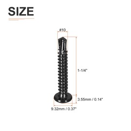 DTGN #10x1-1/4" Pan Head Self Drilling Screws - 50Pack - Black Oxide 410 Stainless Steel Phillips Drive Self Tapping Sheet Metal Screws