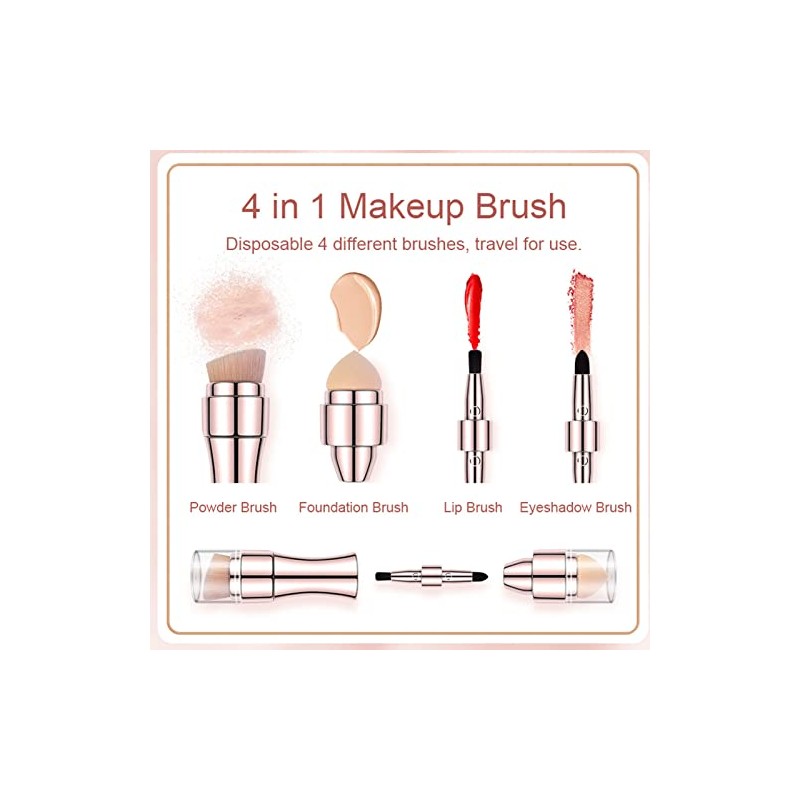 Set de brochas de maquillaje portátil 4 en 1: cerdas
