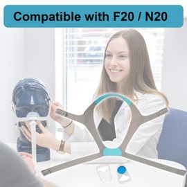 2-Pack Replacement Headgear Compatible with F20 / N20 CPAP Mask, Adjustable Replacement Headgear Strap for F20 N20 with 4 Clips, F20 Medium; N20 Large