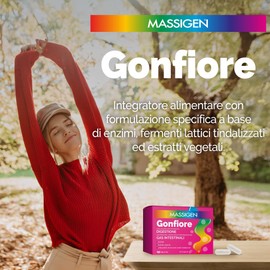 Massigen - Gonfiore, 2 Confezioni da 20 Capsule,Integratore Con Estratto di Carciofo e finocchio, per Favorire la Digestione e l'Eliminazione dei Gas Intestinali, Senza Glutine