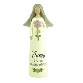 Feather & Grace Figurine Inscription Nurses-Rise by Healing Others, Angel Memorial Indoor or Outdoor Decor, Sculptures or Statues As Inspirational Gifts-Resins, Multi, One Size