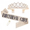 Birthday Crown Sash Gold Crystal Tiara for Birthday Party for