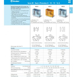 finder 40.52.7.024.0000 Print Relay 24 V/DC 8A 2 Changer Pack of 1