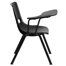 Flash Furniture Plastic Classroom Chair in Black with Right Arm Tablet